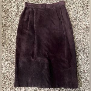 JFS Genuine Leather Deep Purple Midi Skirt